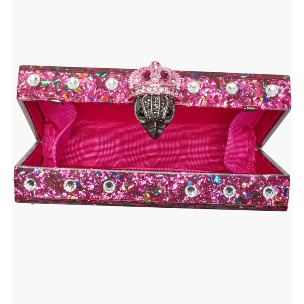 Kurt Geiger Pink Glitter London Icon Box Clutch Crossbody - Picture 3 of 4
